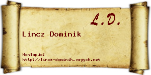 Lincz Dominik névjegykártya